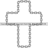 Metal Chain Link Cross Design Element Silver Color Iron Connection Links Jewelry Steel Safety Protection Security Strength Strong Textile Industry Concept Background Border Outline Sign Line Art Company Logo Clipart SVG