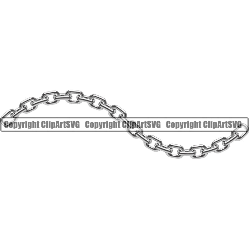 Metal Chain Wavy Line Design Element Silver Color Iron Connection Links Jewelry Connect Steel Safety Protection Security Strength Strong Textile Industry Concept Background Border Outline Sign Line Art Business Company Logo Clipart SVG