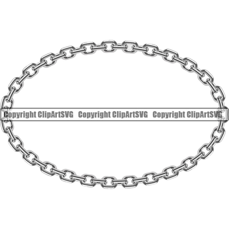 Metal Chain Link Oval Rectangle Design Element Silver Color Iron Connection Links Jewelry Connect Steel Safety Protection Security Strength Strong Textile Industry Concept Background Border Outline Sign Line Art Business Company Logo Clipart SVG