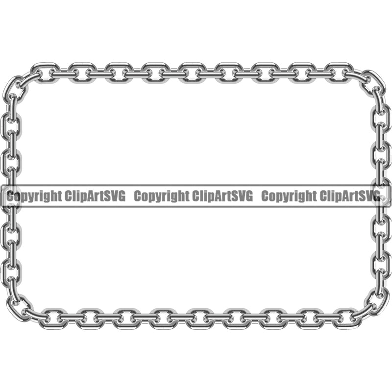 Metal Chain Link Oval Rectangle Design Element Silver Color Iron Connection Links Jewelry Connect Steel Safety Protection Security Strength Strong Textile Industry Concept Background Border Outline Sign Line Art Business Company Logo Clipart SVG