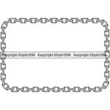 Metal Chain Link Oval Rectangle Design Element Silver Color Iron Connection Links Jewelry Connect Steel Safety Protection Security Strength Strong Textile Industry Concept Background Border Outline Sign Line Art Business Company Logo Clipart SVG