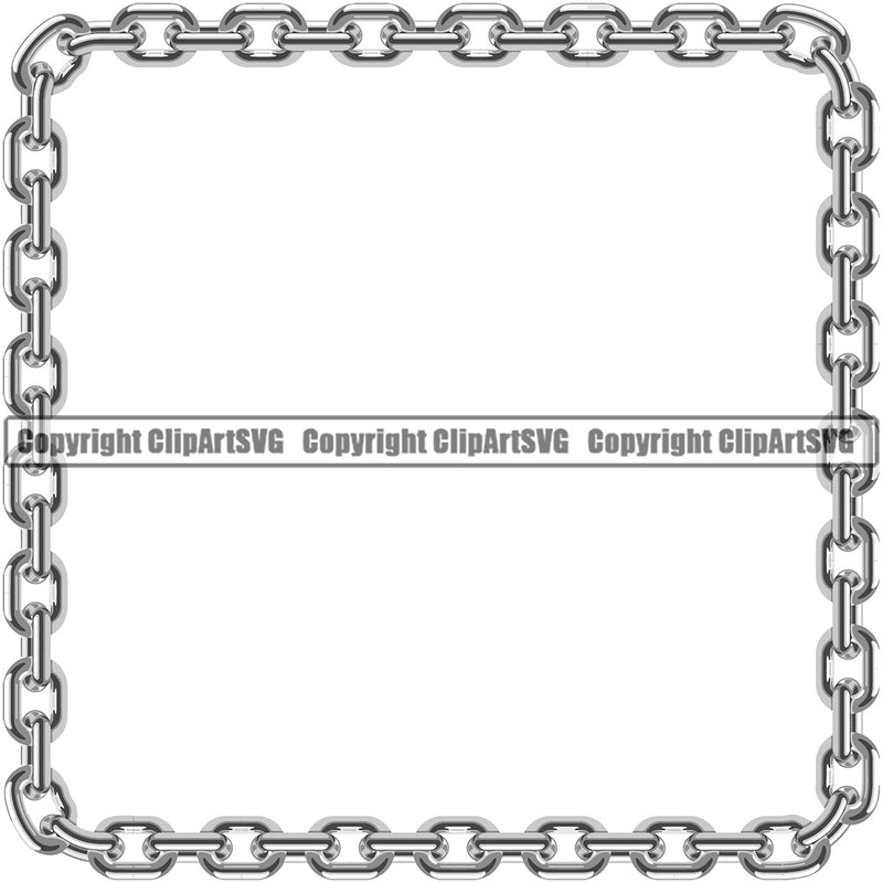 Metal Chain Square Link Design Element Silver Color Iron Connection Links Jewelry Connect Steel Safety Protection Security Strength Strong Textile Industry Concept Background Border Outline Sign Line Art Business Company Logo Clipart SVG