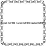Metal Chain Square Link Design Element Silver Color Iron Connection Links Jewelry Connect Steel Safety Protection Security Strength Strong Textile Industry Concept Background Border Outline Sign Line Art Business Company Logo Clipart SVG
