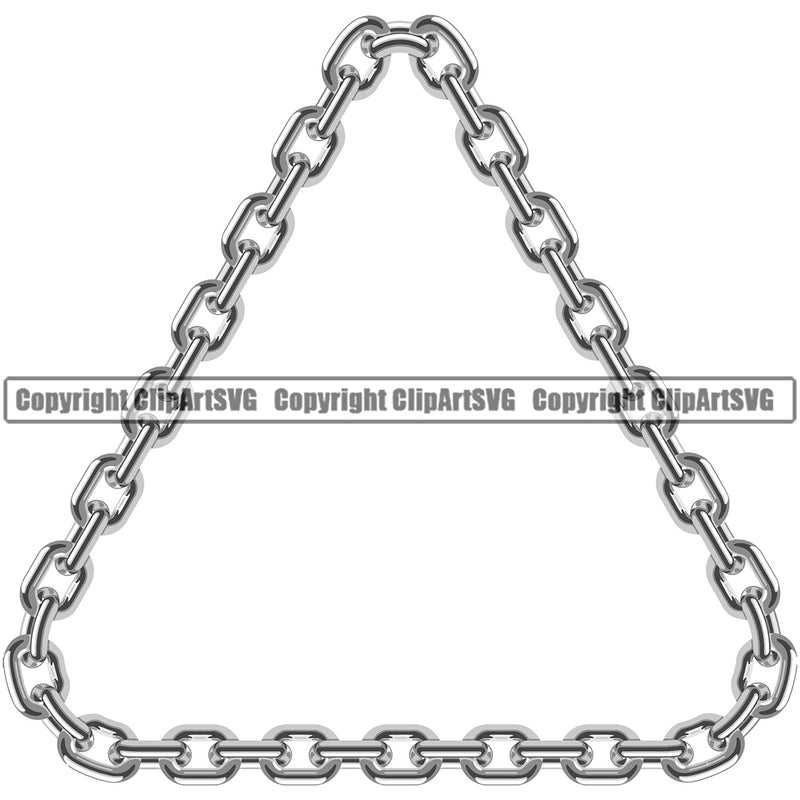 Metal Chain Triangle Link Design Element Silver Color Iron Connection Links Jewelry Connect Steel Safety Protection Security Strength Strong Textile Industry Concept Background Border Outline Sign Line Art Business Company Logo Clipart SVG