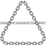 Metal Chain Triangle Link Design Element Silver Color Iron Connection Links Jewelry Connect Steel Safety Protection Security Strength Strong Textile Industry Concept Background Border Outline Sign Line Art Business Company Logo Clipart SVG