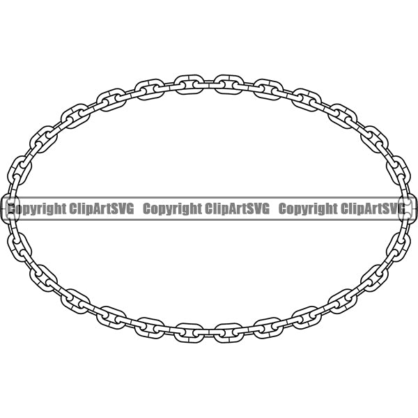 Metal Chain Link Oval Rectangle Design Element White Color Iron Connection Links Jewelry Connect Steel Safety Protection Security Strength Strong Textile Industry Concept Background Border Outline Sign Line Art Business Company Logo Clipart SVG