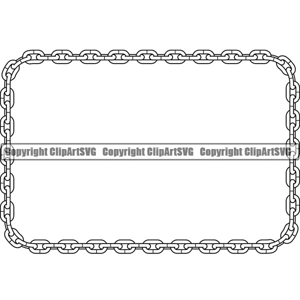 Metal Chain Link Oval Rectangle Design Element White Color Iron Connection Links Jewelry Connect Steel Safety Protection Security Strength Strong Textile Industry Concept Background Border Outline Sign Line Art Business Company Logo Clipart SVG