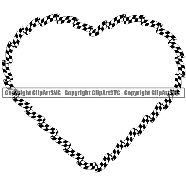 Motorcycle Car Street Run Running Racing Race Racer Transportation Checker Checkerboard Checkered Wavy Heart Flag Design Element Outline Background Design Element Art Logo Clipart SVG