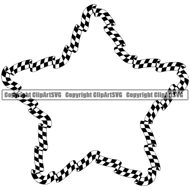 Motorcycle Car Street Run Running Racing Race Racer Transportation Checker Checkerboard Checkered Wavy Star Flag White Background Design Element Outline Background Design Element Art Logo Clipart SVG