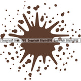 Mud Chocolate Color Puddle Design Element Spilling Drip Dripping Melt Melting Drop Dropping Liquid Splash Splashing Vector Clipart SVG