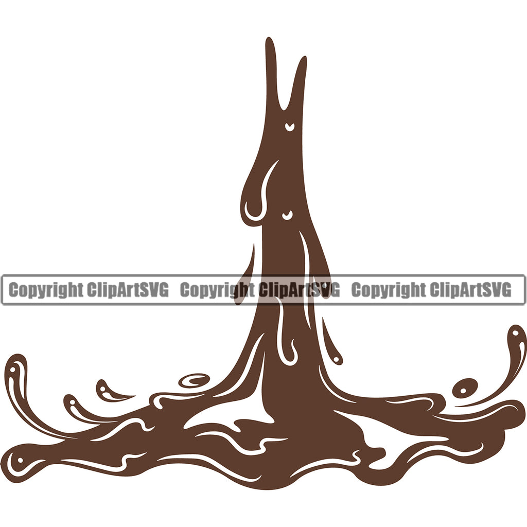 Chocolate Mud Splatter Spill Spilling Drip Dripping Melt Melting Drop Dropping Color Muddy Dirt Dirty Chocolate Poop Wet Liquid Clipart SVG