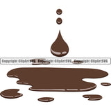 Chocolate Mud Drip Design Element Drop Dropping Poop Wet Liquid Splash Splashing Splatter Spill Vector Clipart SVG