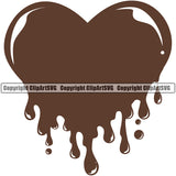 Mud Chocolate Color Heart Dripping Design Element Drop Dropping Drip Dripping Poop Wet Liquid Splash Splashing Vector Clipart SVG