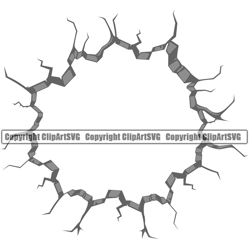 Cracked Hole Wall Floor Break Hit Smash Brick Broken Crack Piece Vector Design Element Crack Cracked Break Broken Glass Cement Brick Wall Floor Ground Clipart SVG