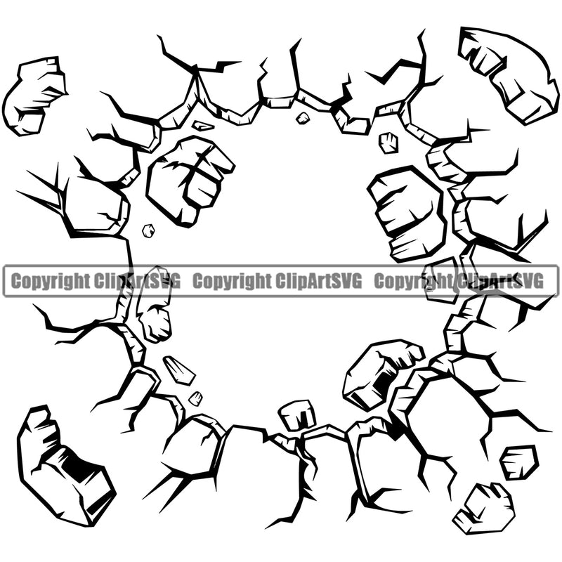 Cracked Hole Wall Floor Break Hit Smash Brick Broken Crack Piece Vector Design Element Crack Cracked Logo Break Broken Glass Cement Brick Wall Floor Ground Clipart SVG
