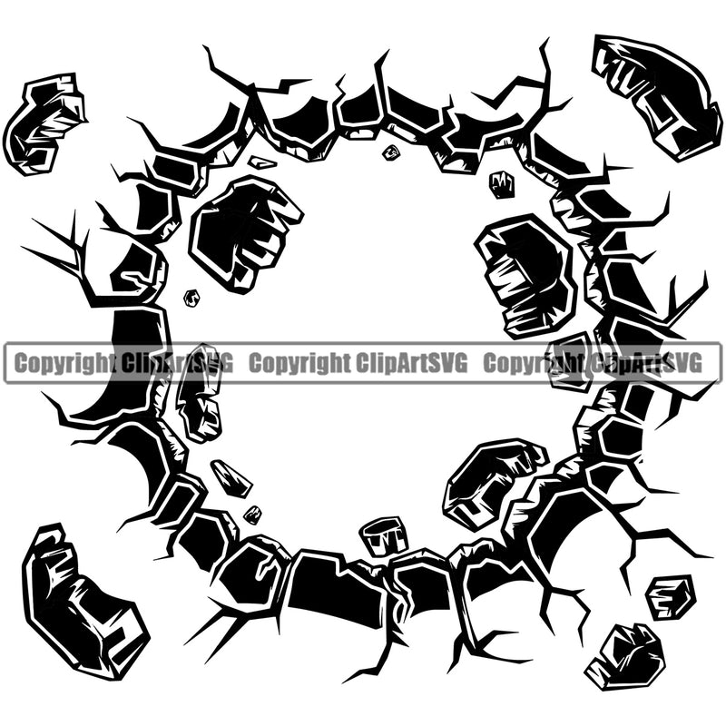 Break Cracked Hole Wall Floor Break Hit Smash Brick Broken Crack Piece Vector Design Element Crack Cracked Break Broken Glass Cement Brick Wall Floor Ground Clipart SVG