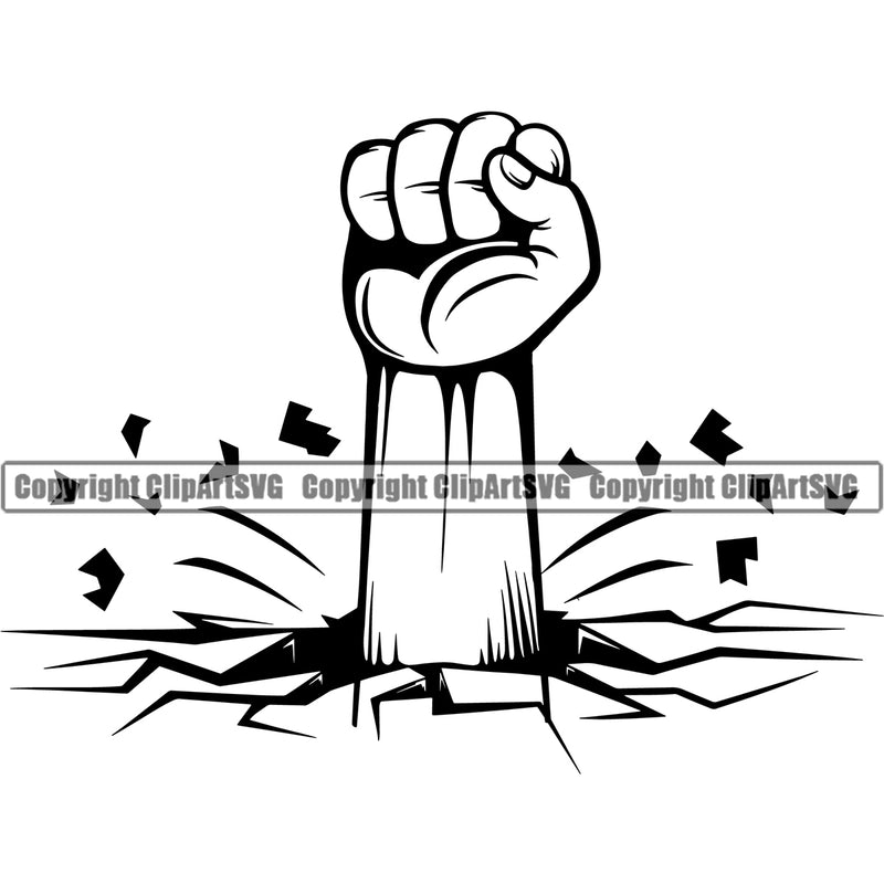 Hand Break Floor Wall Design Element Fist Finger Gesture Position Hold Holding Grab Grabbing Object Cartoon Character Mascot Creation Create Art Artwork Creator Business Company Logo Clipart SVG