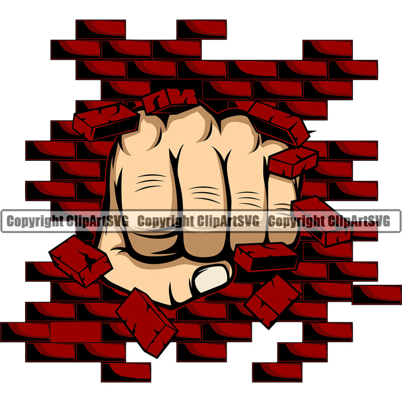 Hand Break Floor Wall White Caucasian Design Element Fist Finger Gesture Position Hold Holding Grab Grabbing Object Cartoon Character Mascot Creation Create Art Artwork Creator Business Company Logo Clipart SVG