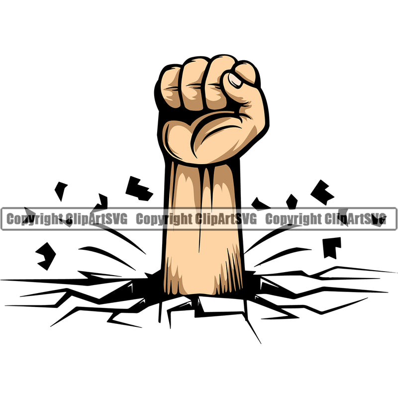 Hand Fist Break Floor Design Element Fist Finger Gesture Position Hold Holding Grab Grabbing Object Cartoon Character Mascot Creation Create Art Artwork Creator Business Company Logo Clipart SVG