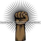 Hand Fist Power Sunburst Design Element Fist Finger Gesture Position Hold Holding Grab Grabbing Object Cartoon Character Mascot Creation Create Art Artwork Creator Business Company Logo Clipart SVG