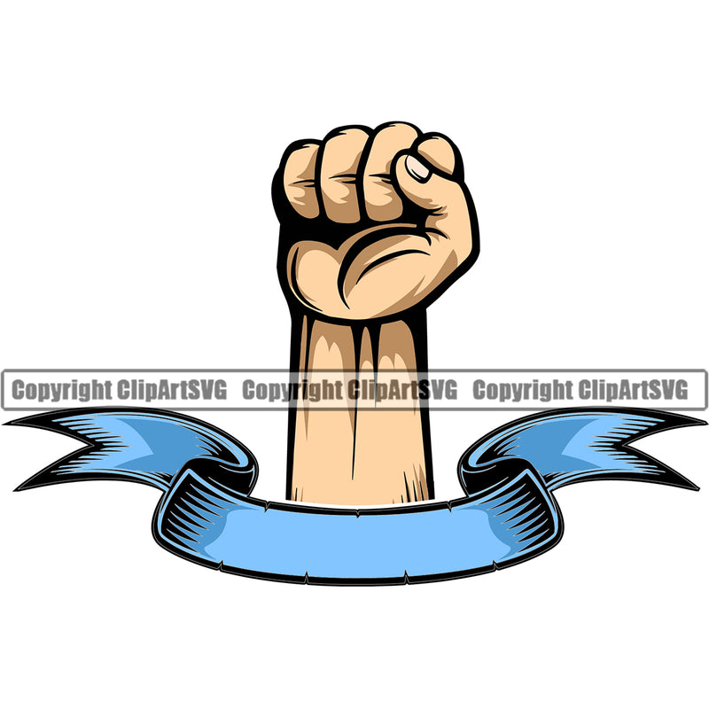 Hand Fist Power Color Ribbon Design Element Fist Finger Gesture Position Hold Holding Grab Grabbing Object Cartoon Character Mascot Creation Create Art Artwork Creator Business Company Logo Clipart SVG