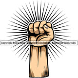 Hand Fist Power Sunburst Design Element White Caucasian Fist Finger Position Hold Holding Grab Object Cartoon Character Mascot Create Art Artwork Creator Business Company Logo Clipart SVG