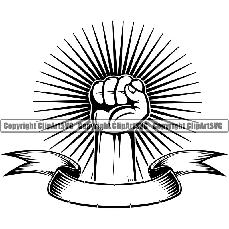 Hand Fist Power Sun Rib Arm Design Element Fist Finger Gesture Position Hold Holding Grab Grabbing Object Cartoon Character Mascot Creation Create Art Artwork Creator Business Company Logo Clipart SVG