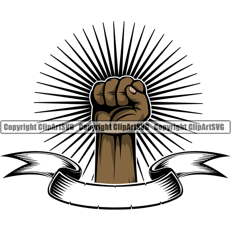 Hand Black African American Fist Power Sun Rib Arm Design Element Finger Gesture Position Hold Holding Grab Grabbing Object Cartoon Character Mascot Creation Create Art Artwork Creator Business Company Logo Clipart SVG