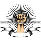 Hand Fist Power Sun Rib White Caucasian Design Element Finger Gesture Position Hold Holding Grab Grabbing Object Cartoon Character Mascot Creation Create Art Artwork Creator Business Company Logo Clipart SVG