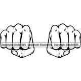 Hand Fist Punch Design Element Fist Finger Gesture Position Hold Holding Grab Grabbing Object Cartoon Character Mascot Creation Create Art Artwork Creator Business Company Logo Clipart SVG