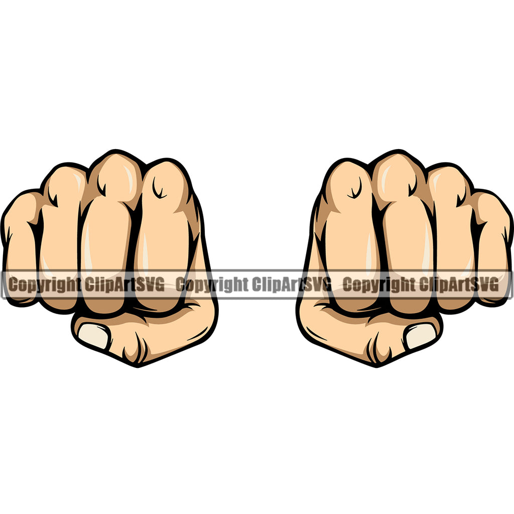 Hand Fist White Caucasian Punch Design Element Fist Finger Gesture Position Hold Holding Grab Grabbing Object Cartoon Character Mascot Creation Create Art Artwork Creator Business Company Logo Clipart SVG