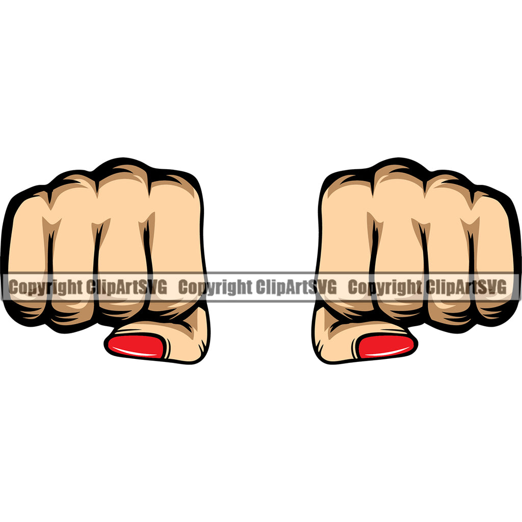 Hand Fist Punch White Caucasian Woman Design Element Finger Gesture Position Hold Holding Grab Grabbing Object Cartoon Character Mascot Creation Create Art Artwork Creator Business Company Logo Clipart SVG