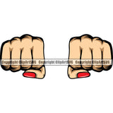 Hand Fist Punch White Caucasian Woman Design Element Finger Gesture Position Hold Holding Grab Grabbing Object Cartoon Character Mascot Creation Create Art Artwork Creator Business Company Logo Clipart SVG