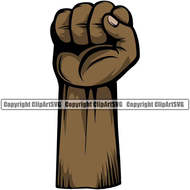 Hand Fist Up Black African American Design Element Finger Gesture Position Hold Holding Grab Grabbing Object Cartoon Character Mascot Creation Create Art Artwork Creator Business Company Logo Clipart SVG
