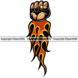 Hand Fist Fire Design Element Color Finger Gesture Position Hold Holding Grab Grabbing Object Cartoon Character Mascot Creation Create Art Artwork Creator Business Company Logo Clipart SVG