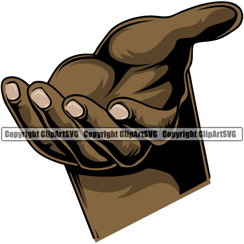 Hand Open Black African American Design Element Finger Creator Business Company Logo Gesture Hold Holding Grab Object Cartoon Character Mascot Creation Create Art Artwork Clipart SVG