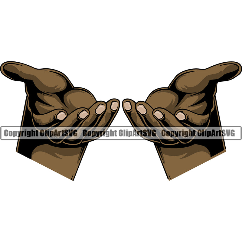 Hand Open Black African American Design Element Finger Gesture Position Hold Grab Grabbing Object Cartoon Character Mascot Creation Create Art Artwork Creator Business Company Logo Clipart SVG