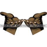 Hand Open Black African American Design Element Finger Gesture Position Hold Grab Grabbing Object Cartoon Character Mascot Creation Create Art Artwork Creator Business Company Logo Clipart SVG