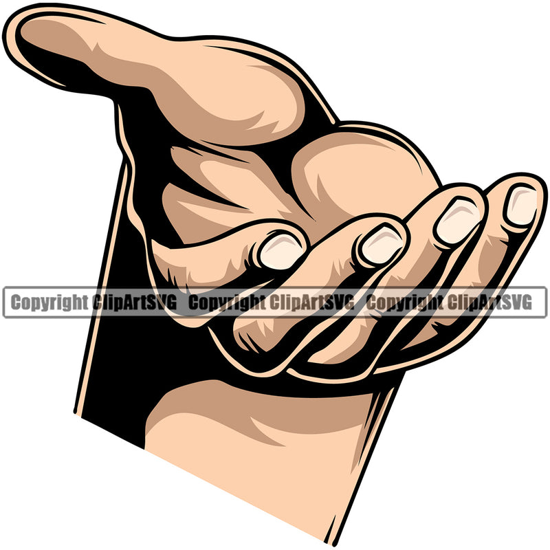 Hand White Caucasian Open Design Element Fist Finger Gesture Position Hold Grab Object Cartoon Character Mascot Creation Create Art Artwork Creator Business Company Logo Clipart SVG