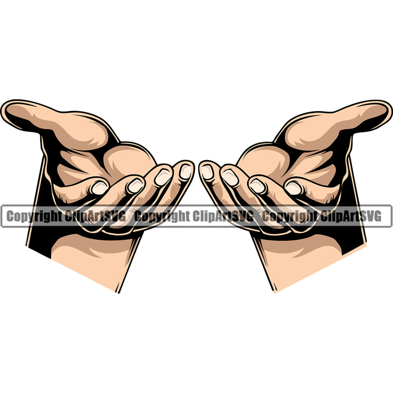 Hand Two Open White White Caucasian Caucasian Design Element Fist Gesture Hold Holding Grab Grabbing Object Cartoon Character Mascot Creation Create Art Artwork Creator Business Company Logo Clipart SVG