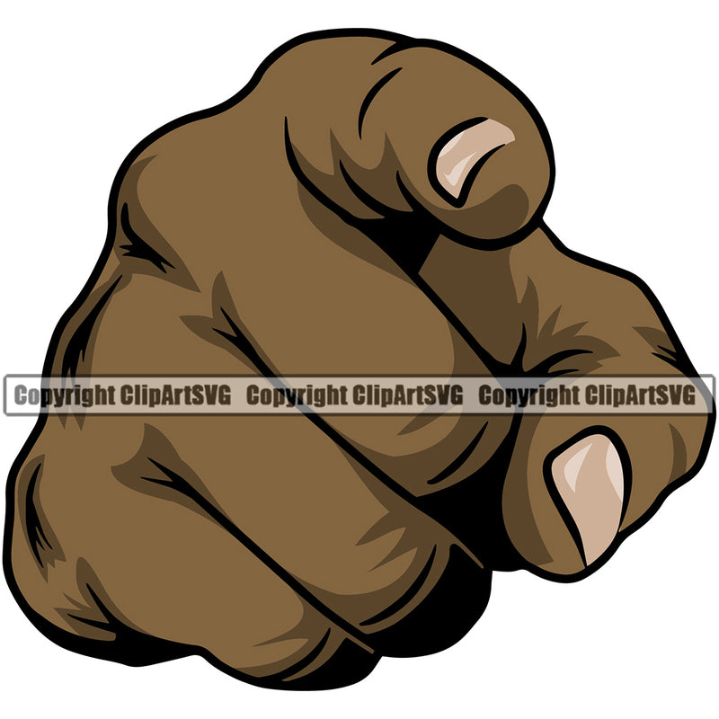 Hand Pointing Design Element Black African American Fist Finger Gesture Position Hold Holding Grab Grabbing Object Cartoon Character Mascot Creation Create Art Artwork Creator Business Company Logo Clipart SVG
