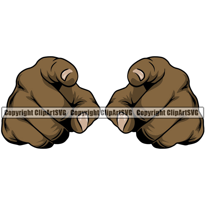 Hand Pointing Design Element Black African American Fist Finger Gesture Position Hold Holding Grab Grabbing Object Cartoon Character Mascot Creation Create Art Artwork Creator Business Company Logo Clipart SVG