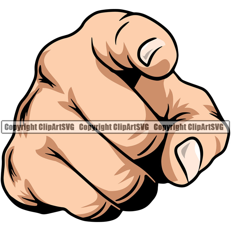 Hand Pointing Design Element White Caucasian Fist Finger Gesture Position Hold Holding Grab Grabbing Object Cartoon Character Mascot Creation Create Art Artwork Creator Business Company Logo Clipart SVG