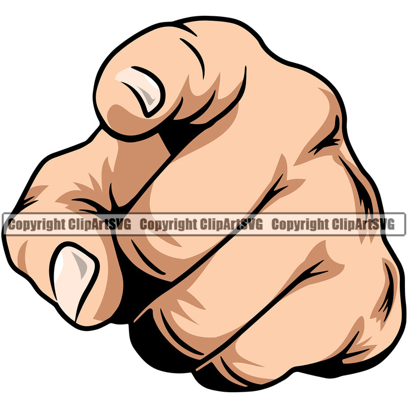 Hand Pointing White Caucasian Design Element Finger Gesture Position Hold Grab Object Cartoon Character Mascot Creation Create Art Artwork Creator Business Company Logo Clipart SVG