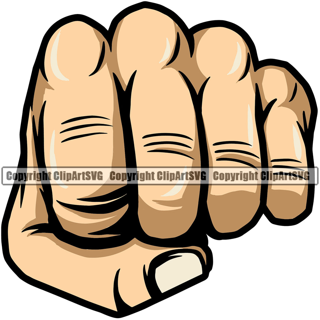 Hand White Caucasian Punch Design Element Fist Finger Gesture Position Hold Holding Grab Object Cartoon Character Mascot Create Art Artwork Creator Company Logo Clipart SVG