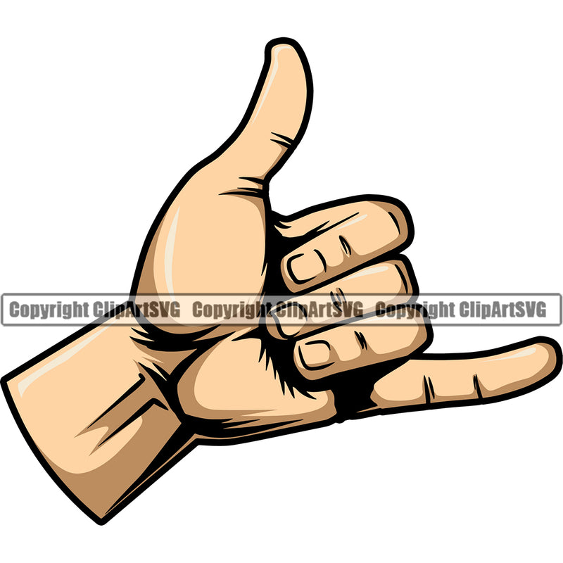 Hand Surfing Sign Design Element White Caucasian Fist Finger Gesture Position Hold Holding Grab Grabbing Object Cartoon Character Mascot Creation Create Art Artwork Creator Business Company Logo Clipart SVG