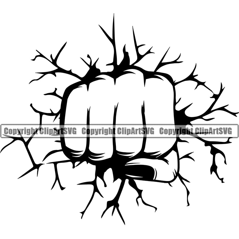 Hand Woman Break Wall Design Element Fist Finger Gesture Position Hold Holding Grab Grabbing Object Cartoon Character Mascot Creation Create Art Artwork Creator Business Company Logo Clipart SVG