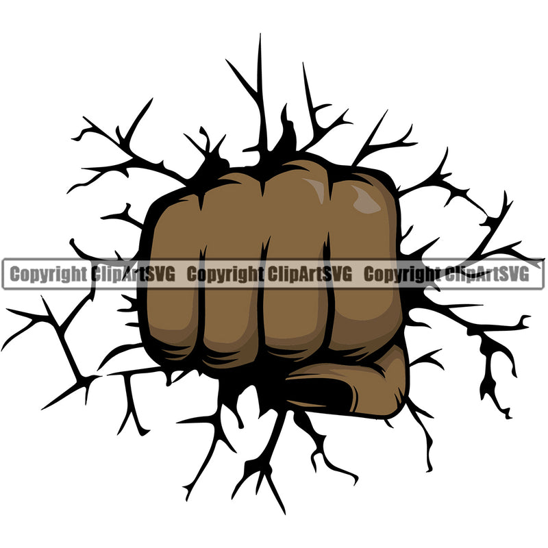 Hand Woman Break Wall Design Element Black African American Fist Finger Gesture Position Hold Holding Grab Grabbing Object Cartoon Character Mascot Creation Create Art Artwork Creator Business Company Logo Clipart SVG