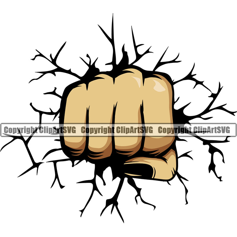 Hand Woman Break Wall Design Element White Caucasian Fist Finger Gesture Position Hold Holding Grab Grabbing Object Cartoon Character Mascot Creation Create Art Artwork Creator Business Company Logo Clipart SVG