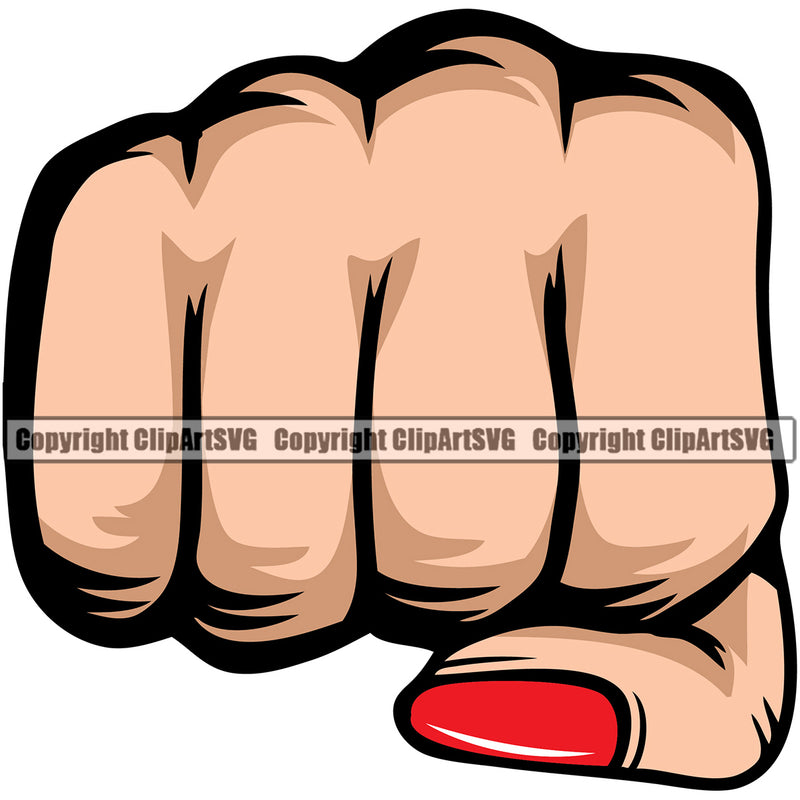 Hand Woman Fist Design Element White Caucasian Finger Gesture Position Holding Grabbing Object Cartoon Character Mascot Creation Create Art Artwork Creator Business Company Logo Clipart SVG